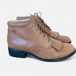 Ariat Lace-Up Ankle Boots Tan Leather Western Paddock Cowgirl Kilte Ranch 8.5 B